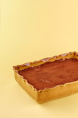 chocolate dessert on a colored background