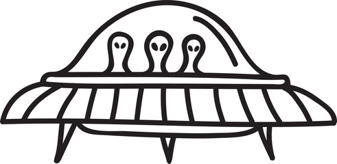 Fiction aircraft with aliens, space flying object