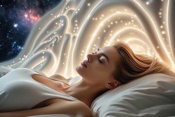 Brain massage during sleep. Generative AI. - obrazy, fototapety, plakaty