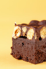 chocolate dessert on a colored background