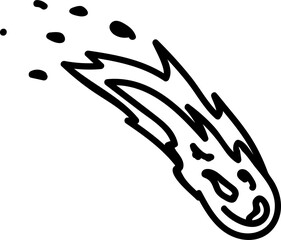 Outline falling asteroid or meteorite burn in fire © Vector Tradition