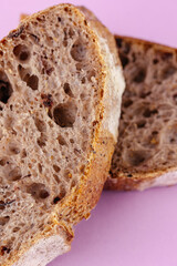 fresh homemade bread on a colored background