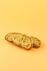 fresh homemade bread on a colored background