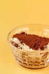 chocolate dessert on a colored background