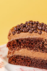 chocolate dessert on a colored background