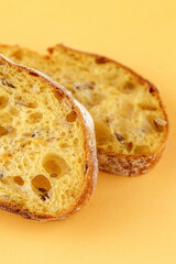 fresh homemade bread on a colored background