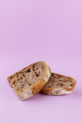 fresh homemade bread on a colored background