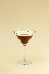 alcoholic cocktail with coffee in a glass