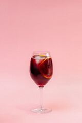 Spanish alcoholic cocktail with red wine and citrus fruits