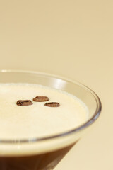 alcoholic cocktail with coffee in a glass