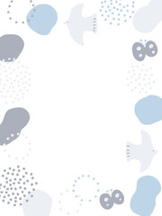 北欧風水色と灰色の鳥さんフレーム