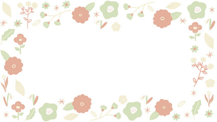 オレンジと黄色と緑の春めくお花フレーム