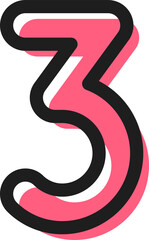 Vector three digit number, third pink silhouette