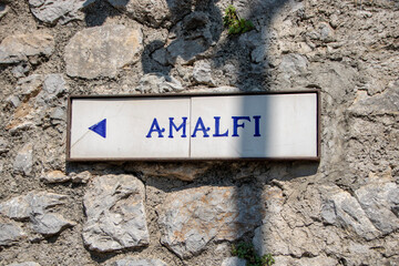 Amalfi coast sign  on a wall at ravello © Cavan