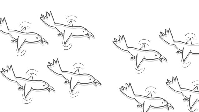 Animation of birds flying across the sky