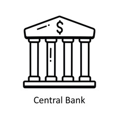 Central Bank vector  outline doodle Design illustration. Symbol on White background EPS 10 File