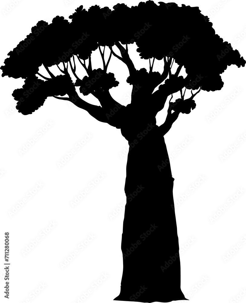 Wall mural Plant of Kenya baobab tree silhouette icon