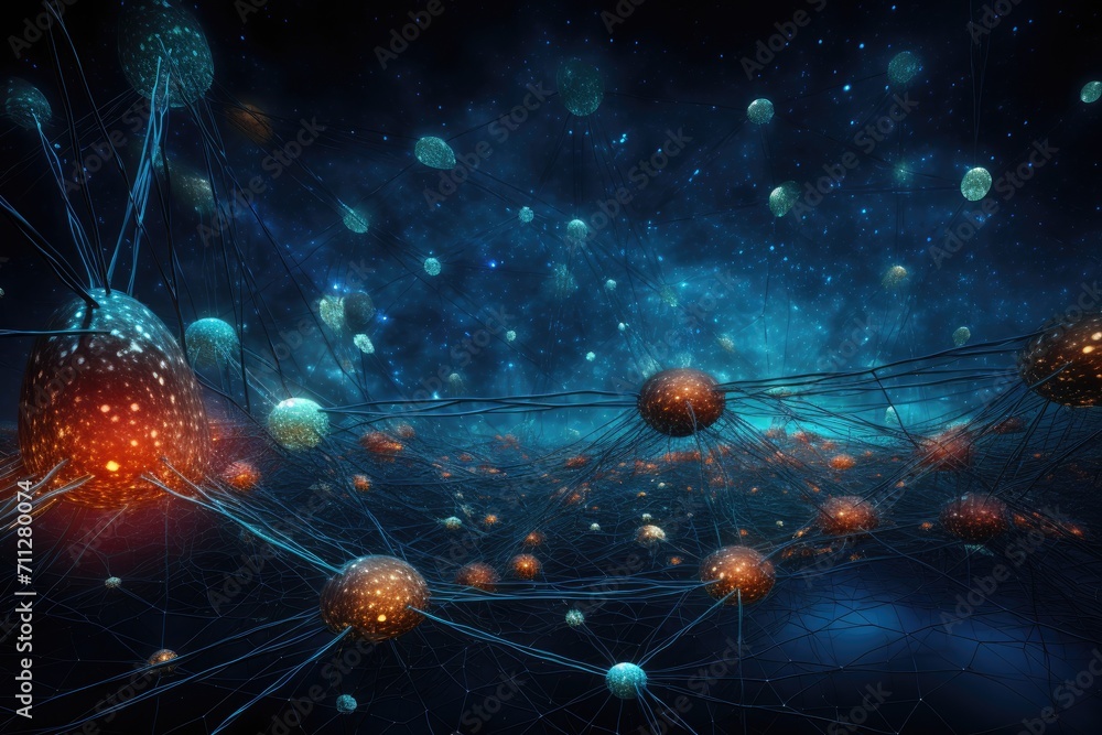 Poster a stunning computer generated image showcasing a cluster of planets orbiting a distant star, futuris
