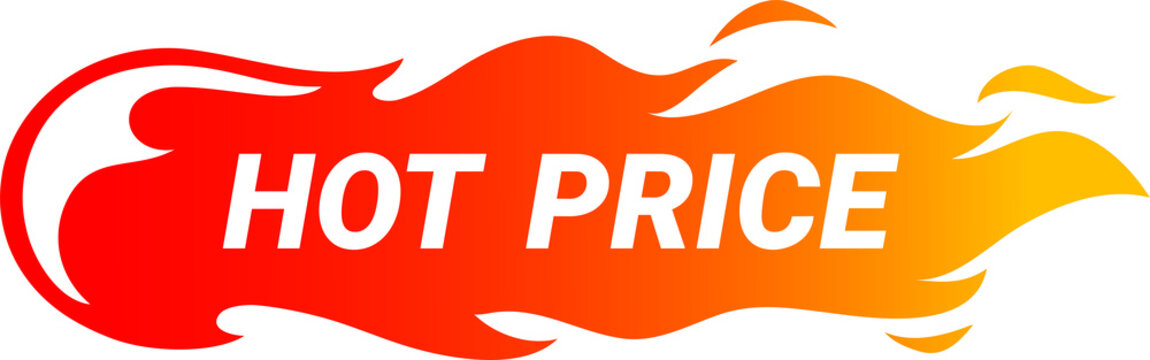Hot price fire label, promo tag. Flame super deal