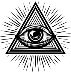 Evil protection magic eye mason pyramid triangle - obrazy, fototapety, plakaty