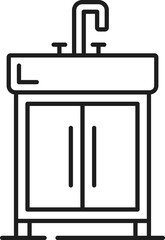 Washbasin icon, outline wash-stand from bathroom