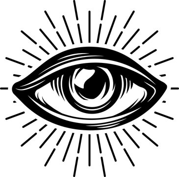 Vector mystic occultism sign, occult eye tattoo