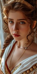 Woman in the Goddess Ancient Roman Empire Beauty Style - Beautiful Goddess Girl Background created with Generative AI Technology