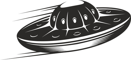 UFO flying saucer, alien spaceship with trails