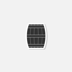 Wooden barrel icon sticker isolated on gray background