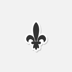 Fleur-de-Lis icon sticker isolated on gray background
