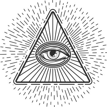 Spiritual eye in pyramid occult providence symbol