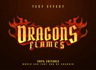 fantasy magical golden 3d dragon flames text effect alphabet with burning flames