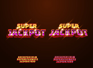 Shiny 3d super jackpot logo text effect with glowing flare