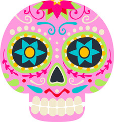 Mariachi cartoon calavera sugar skull, heart eyes