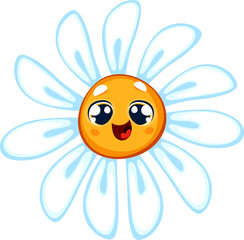 White daisy chamomile with happy face smile flower