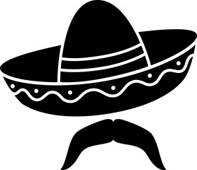 Sombrero hat and moustaches Cinco de Mayo icon