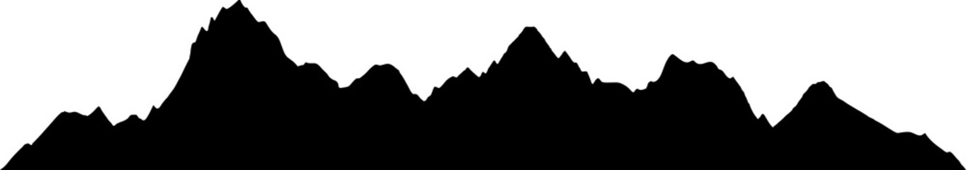 Mountain rock range silhouette, wild terrain peak - obrazy, fototapety, plakaty