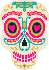 Day of the Dead symbol mexican skull with hearts