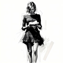 A Dynamic Sketch, A Woman Reading A Book