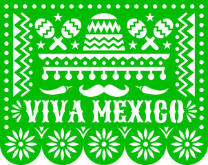 Viva mexico mexican paper cut holiday flag