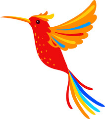 Ethnic bird with floral pattern bright hummingbird © Vector Tradition