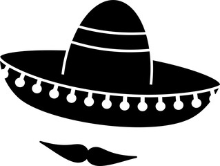 Mariachi musician sombrero hat and moustache icon