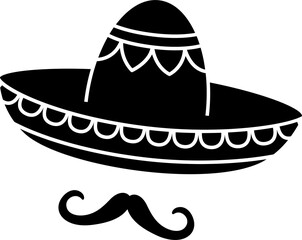 Sombrero hat and moustaches Cinco de Mayo icon