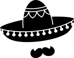 Mariachi musician sombrero hat and moustache icon