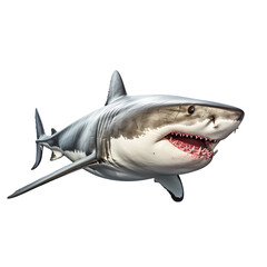 Fototapeta premium Ferocious white shark on transparent background PNG