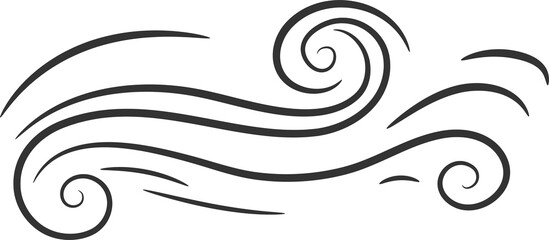 Fototapeta premium Doodle of wind gust, isolated air motion