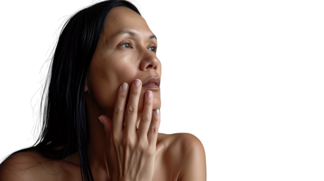 Elegant Pose, Obscured Face, Expressive Hand Gesture. Transparent background, PNG