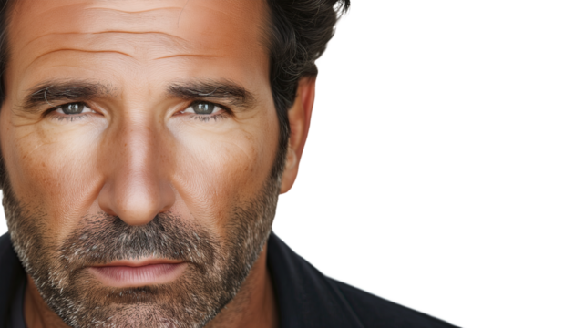 Elegant Man’s Profile, Blurred Face for Anonymity. Transparent background, PNG