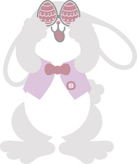 happy easter with bunny rabbit and egg sunglasses, flat png transparent cartoon character design