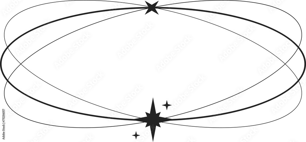 Poster rounded line frame with sparkling star and twinkle